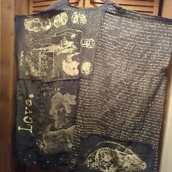 Rare Magnolia Pearl Frida Kahlo Jaya Kaftan Dress Ozzy Patchwork Artist Smock OS - Picture 12 of 17